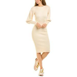 French Connection Wool Blend Cream Midi Sweater Dress, Size L